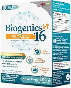 LABO Beslenme Bigens 16-Lactic Asit Fermented Extract, 1000x More Etkili, Gut Health Support Beyond Probiyotiks & Prebiyotiks, improve Intestinal Skin ve Immune Health, 10 mlx15 sachets