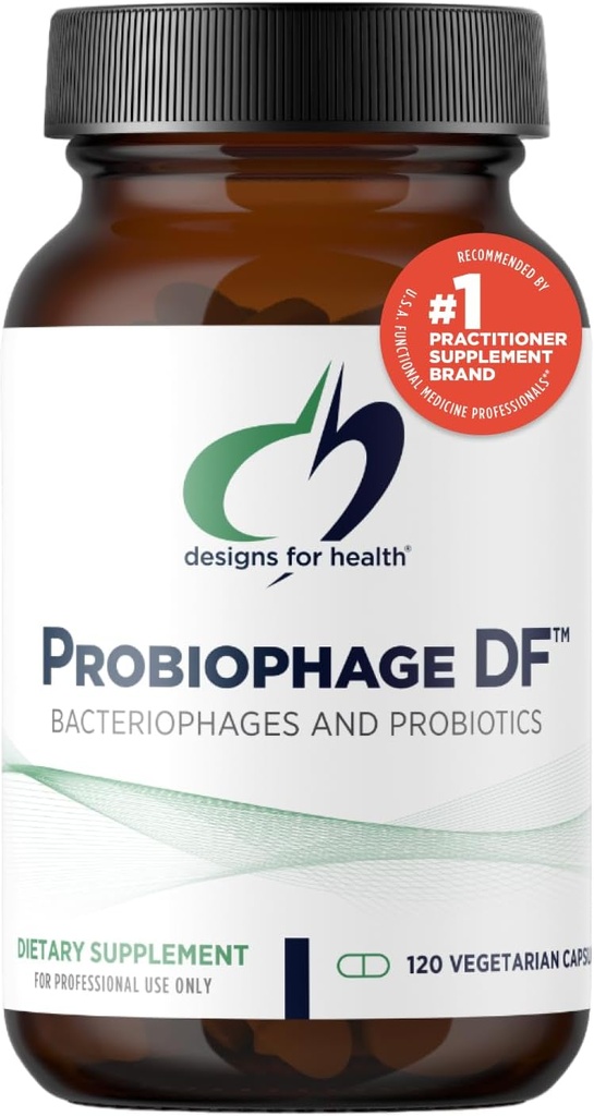 Sağlık Probiophage DF için tasarımlar - Bacteriophage Prebiyotik + Probiyotik Supplement - Probiyotikler for Digestion + Immune Support - Süt Free Pre and Protics in Halfed Release Capsules (120 Count)