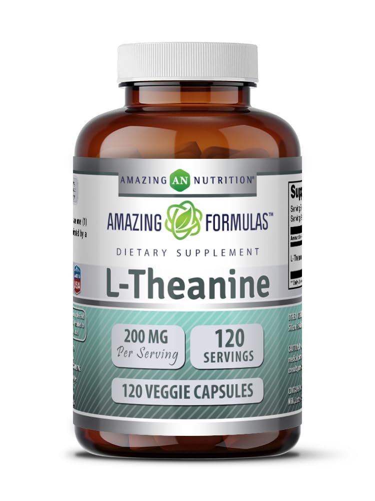 Amazing Formulas L-Theanine Supplement | 200 Mg | Veggie Capsules | Non-GMO | Gluten-Free | Made in USA (1 Pack, 120 Count)