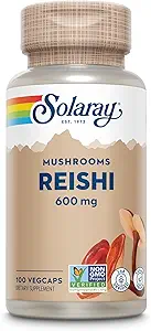 SOLARAY Reishi Mushroom 600 mg - Reishi Mushroom Capsules for Immune Support - Vegan, Lab Doğrulandı - 60 Günlük Para-Back Garanti - 100 Hizmet, 100 VegCaps