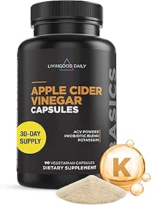 Daily Apple Cider Vinegar Capsules with The Mother (1500 mg) - ACV Kadın ve Erkekler için Probiyotikler ve Potasyum Pilleri - Gut Health, Digestion, Appetite & Kilo - Vegan, 90 Capsules
