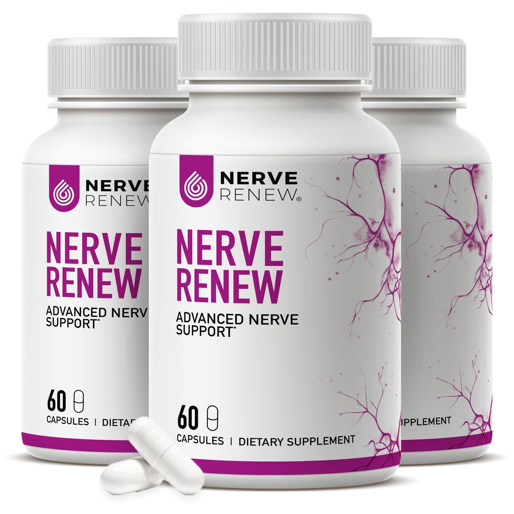 NERVE RENEW Advanced Nerve Support - 300mg Σταθεροποιημένο R-Alpha Lipoic Acid, Vitamin B Complex, Benfotiamine, Βότανα για γρήγορης δράσης υποστήριξη