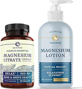 Magnezyum Lotion ve Magnezyum Citrate Supplement | Full Body Magnezyum Support for Body and Mind with 8 Fl Oz Topical Magnezyum Plus 1 Ay Supply Magnezyum Kompleks Pills