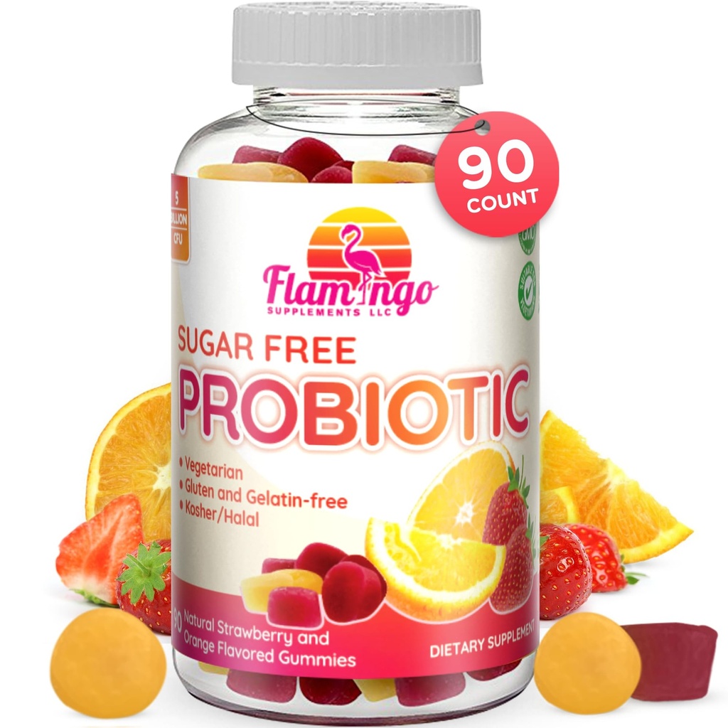 Probiyotik Gummies Sugar Free- 3 Milyar CFU Gazı azaltır, Bloating - Kadınlar, Çocuklar ve Erkekler Probiyotik- Bacillus Coagulans- Natural, Vegan, Vegetarian, Kosher, Halal -90 Gummy Probiyotiks
