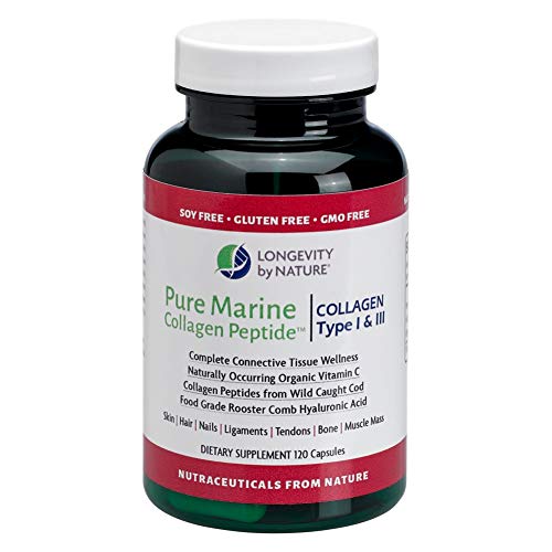 Longevity by Nature Marine Collagen Peptides Type I & III – Skin, Hair & Nail Support Supplement for Women and Men