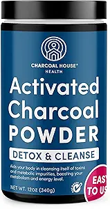 Charcoal House Detox ve Cleanse USP Medical Grade Coconut Aktif Shell Charcoal Toz - Yüksek Reklamcı ve Hızlı Oyunculuk Kapasitesi ile - Tozlu, Edible & Beslenme - 24 ozz