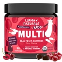 Llama Naturals Kids Multivitamin Gummies, Vegan, Vitamin D, C & K, Toddler Real Fruit Gummy Vitamins, Chewable Supplement, Whole Food Multivitamin, NoEDIT Sugar Cane, Cherry, 90 Ct