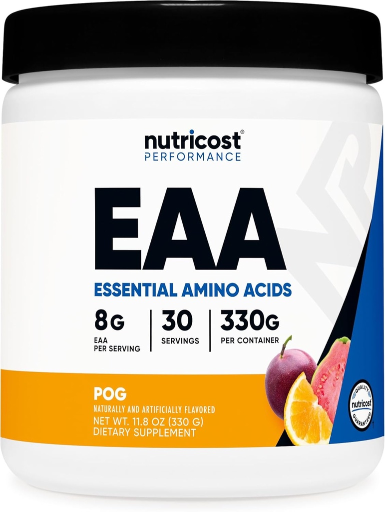 Nutricost EAA Toz 30 Hizmet - Tutku Meyvesi, Orange, ve Guava (POG) - Essential Amino Asit - Non-GMO, Gluten Free, Vegetarian Friendly Friendly Friendly Friendly