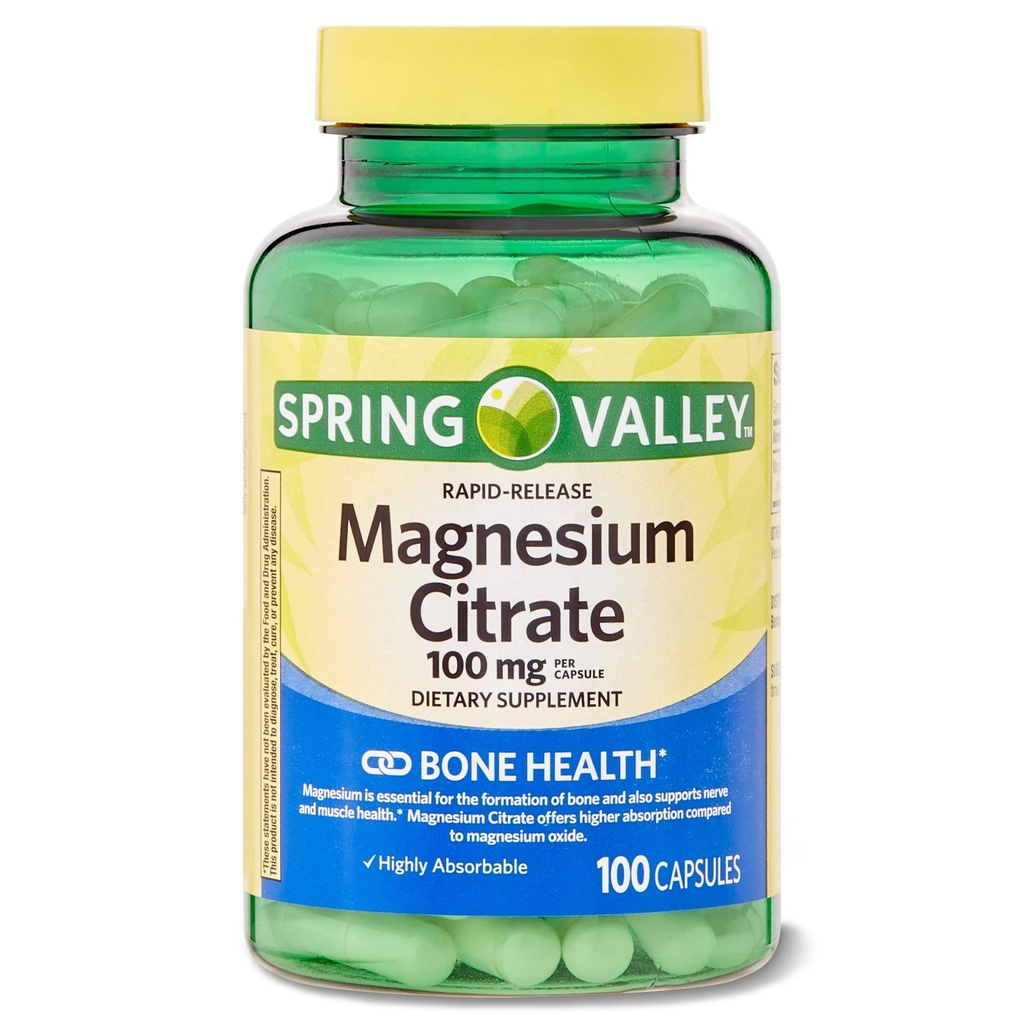 Spring Valley - Magnesium Citrate 100 mg, Rapid-Release, 100 Capsules