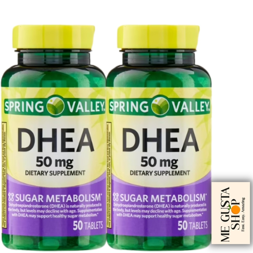 Spring Valley DHEA 50mg 50 Tablets, Pack of 2 100 Total + me Gusta Sticker