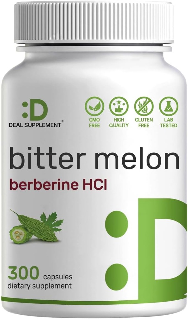 Berberine Supplement 15,000 mg ile Bitter Melon, 300 Capsules | 15:1 Wild Bitter Melon Meyvesi ve Berberine HCL | Üçüncü Parti Test Edildi | Plant Based, Non-GMOMO
