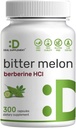 Berberine Supplement 15,000 mg ile Bitter Melon, 300 Capsules | 15:1 Wild Bitter Melon Meyvesi ve Berberine HCL | Üçüncü Parti Test Edildi | Plant Based, Non-GMOMO