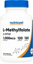 Nutricost Mefolate 1000mcg, 120 Vegetarian Capsules - Gluten Free, Non-GMO