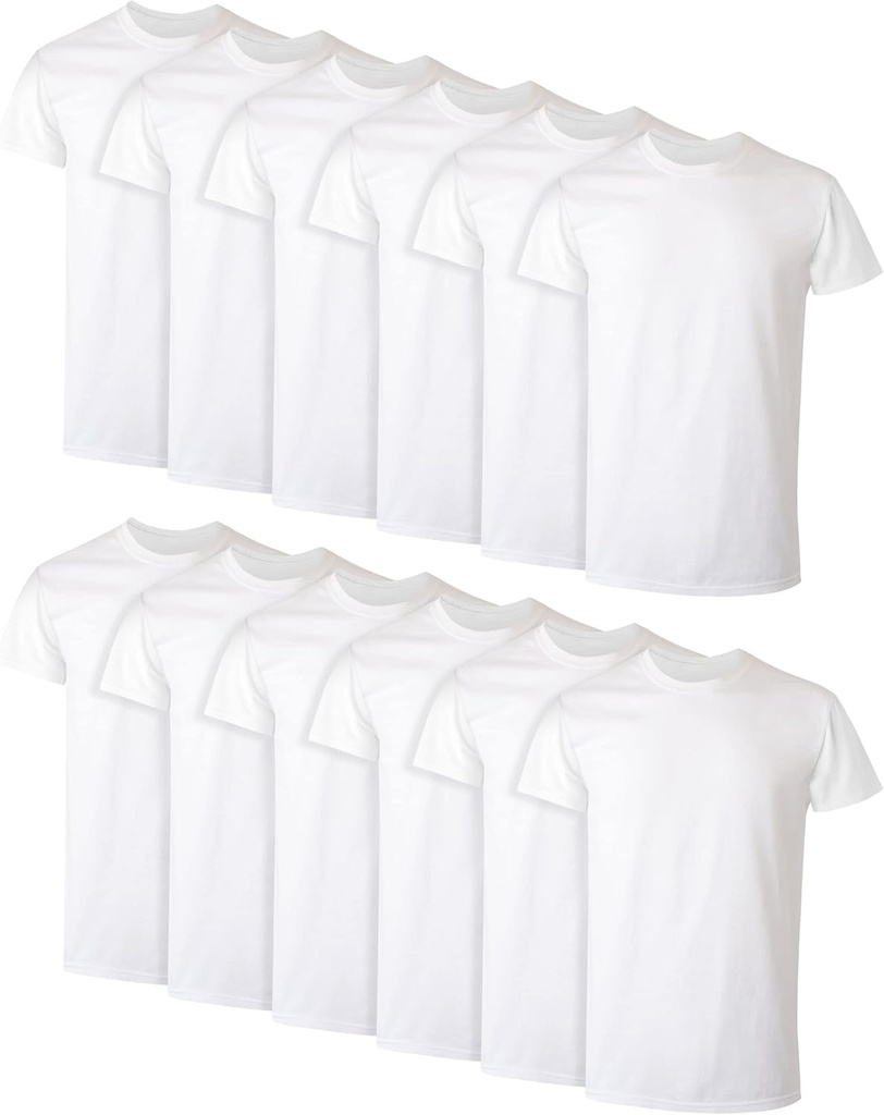 Hanes Mens Undershirt Packs, Stay-Tucked Soft Cotton Undershirts, Erkekler için en iyi tişörtler, Beyaz / Siyah / Ensted Multipacks
