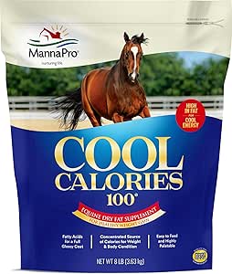 Manna Pro Cool Calories 100 - Atlar için Equine Fat Tamam, Sağlıklı Kilo Vermeyi Destekler, Kas Bakım & Shiny Coat, Low-Starch Formula, 8 lb Bag