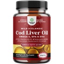 Icelandic Wild Caught Cod Liver Oil Softgels - Fish Omega 3, EPA, DHA, Vitamin D & A, 1000mg Per Serving - Burpless Capsules for Healthy Heart, Healthy Joints, Brain & Immune Support - 60 Count