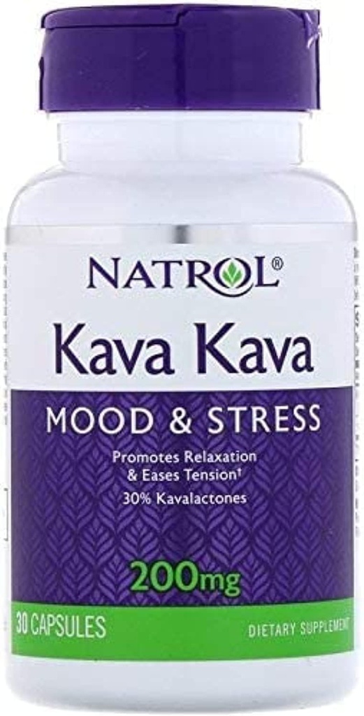 Natrol Kava Capsule, 200 Mg - paket başına 30 - dava başına 3 paket.