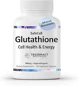 Tesseract Medical Research SafeCell S-Acetyl Glutathione Supplement for Cellular Health Support, Güçlü Antioksidan Neutralize Free Radikals, hipoallergenic, 300 mg, 60 Vegetarian Capsules