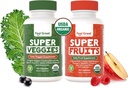 Büyük USDA Organik Meyve ve Sebze Supplements | Doğal Enerji Desteği için 20+ Süper Kırmızılar ve Yeşiller | Vegan Meyve ve Veggie Vitaminleri | 90 Kont