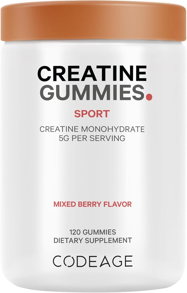 Kodage Kretine Monohidrat Gummies Supplement - 5000 mg Kretine - AstraGin Panax & Astralagus - Sport Gummy - Karma Berry Flavor - Subell Vitaminleri - Vegan - Non-GMO - 120 Gummies