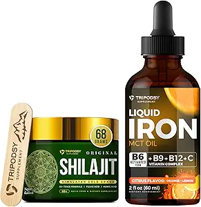 B6, B9, B12, C, Folate & MCT Oil (2 Fl Oz, Citrus) + Saf Himalaya Shilajitwear 600 mg for Immune Support & Energy (68g)