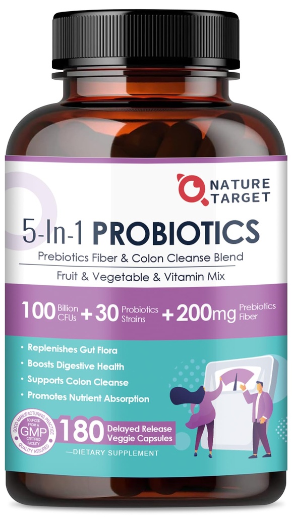 Kadın Erkek Dgestive Health, Mens- Womens Probiyotiks for Gut ve Immune Health, 180 Veggie Capsules (90 Days Supply)