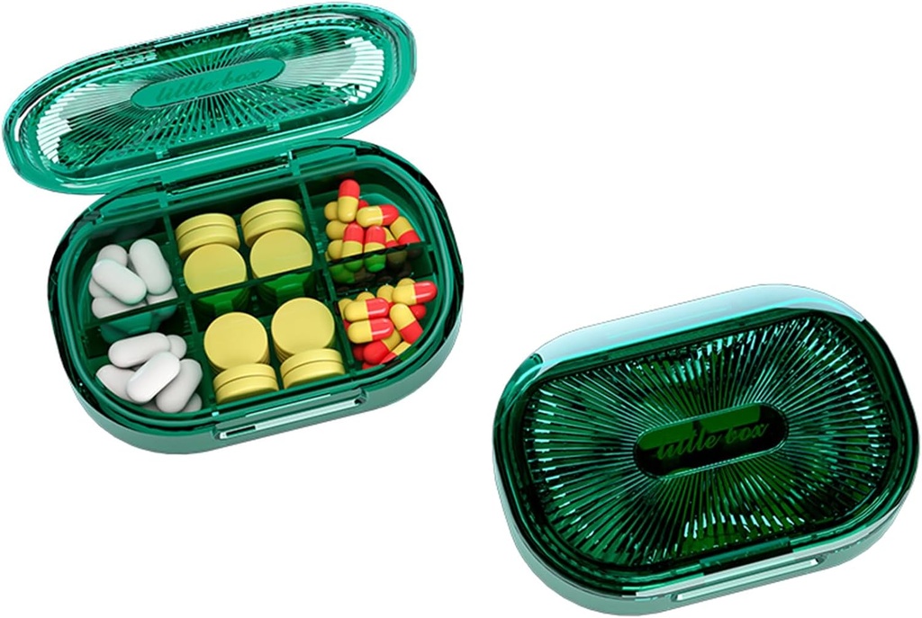 Küçük Pill Box, Moisture Kanıt Pill Case, Seyahat Pill Pocket Purse, Daily Portable Medicine Vitamin, Fish Oil, Supplement (Green)