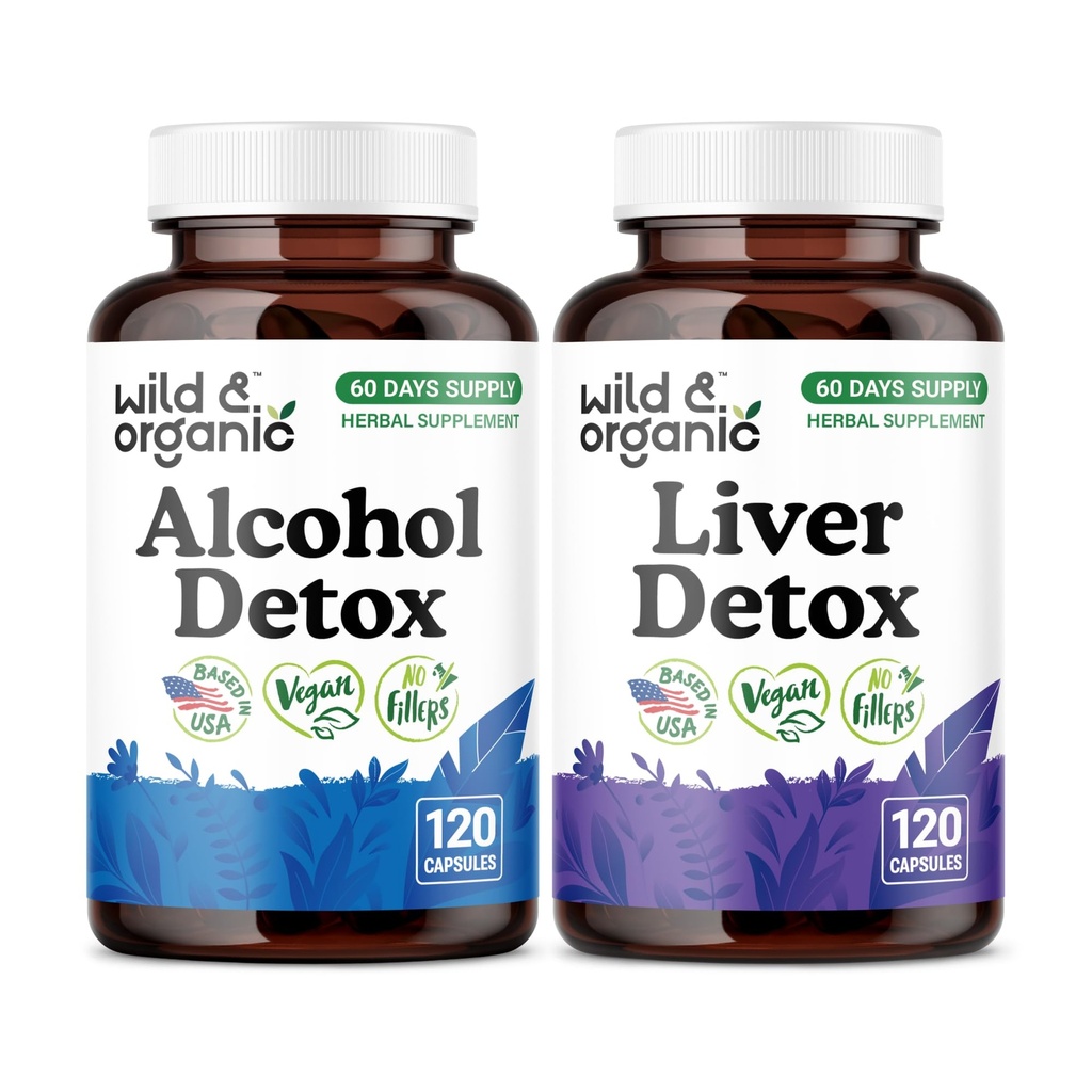 Wild & Organic Alcohol Detox 120 Capsules & Liver Detox 120 Capsules