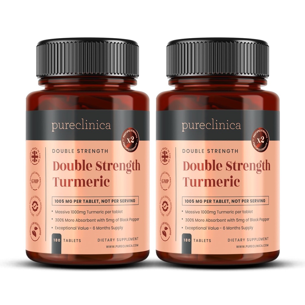 Double Strength Turmeric - Massive 1000mg x 360 Tablets - 200% περισσότερα Turmeric και Natural Levels of the Poent Curcumin per Tablet - με 5mg Black Pepper Extract για 300% Αυξημένη Απορρόφηση