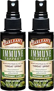 Barlean'ın 2 Pack Olive Leaf Complex Throat Spray with Peppermint, Lemon ve Sage for Itchy Throat Relief, Immune Support Supplement, Liquid Mixed Extract, 1.5 ozz