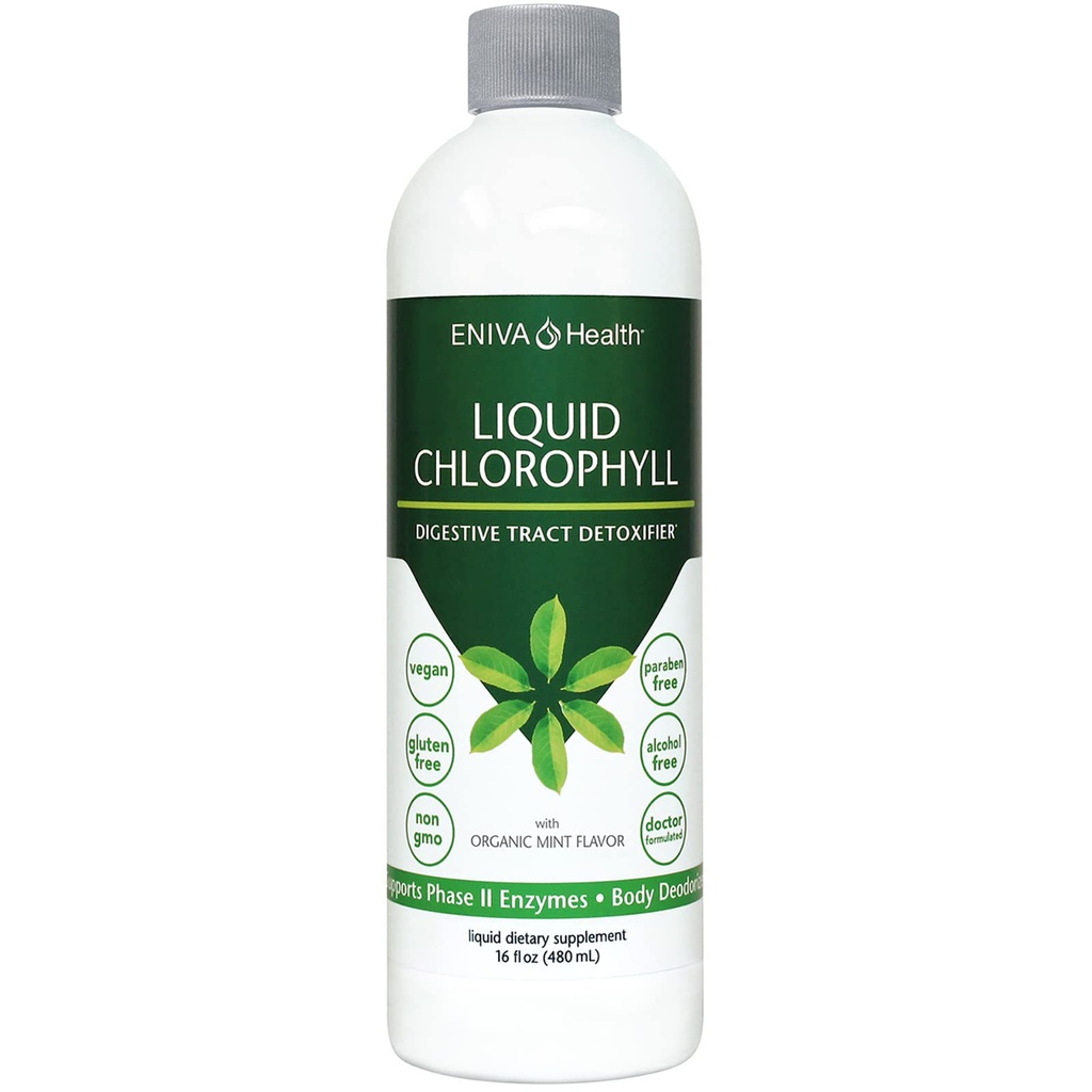 Eniva Health Liquid Chlorophyll Vegan | Immunity | Detox & Cleanse | Clear Skin | Energy Boost | Gut Health | Internal Deodorant | USA Manufacture | Mulberry Source | Mint |16 Fl Oz Bottle