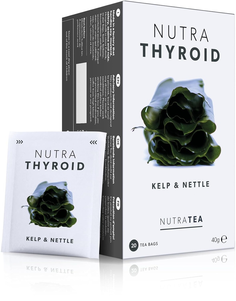 NUTRATHYROID - Tiroid Sağlığı Çay | Metabolism Çay - Tiroid Desteği sağlamak - Kelp, Bladderwrack & Ashwagandha - 60 En Geliştirmeli Çay Çanta - Nutra Çay - Herbal Çay - (3 Paket)
