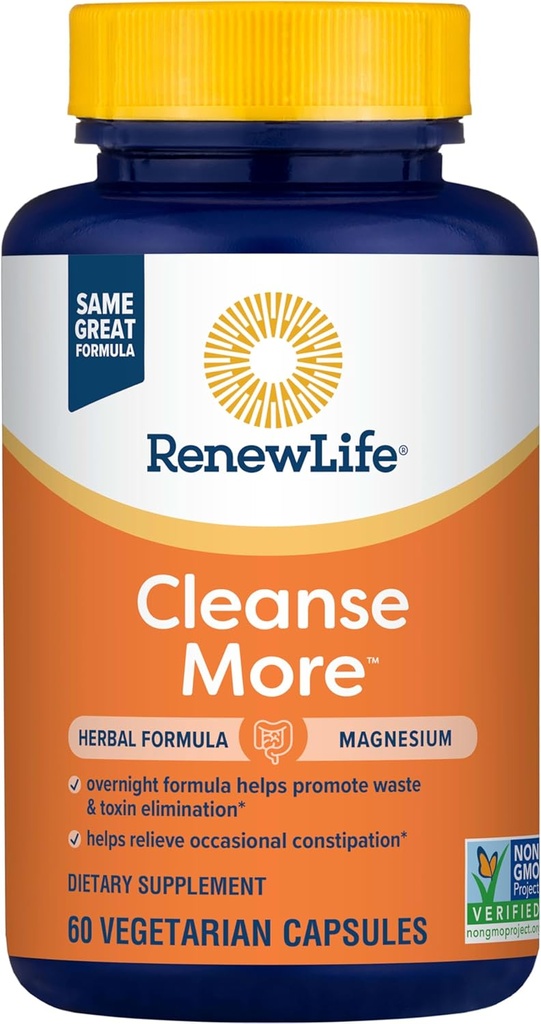 Renew Life Cleanse More Herbal Formula with Magnesium for Overnight Περιστασιακές Περιστασιακές Περιστασιακές Περιστασιακές Ανακουφίσεις; Βοηθά στην προώθηση των αποβλήτων και της αποβολής τοξινίνης; Γλουτένη, Γαλακτοκομικά και Χωρίς Σόγια; 60 Χορτοφαγικές Κάψουλες*
