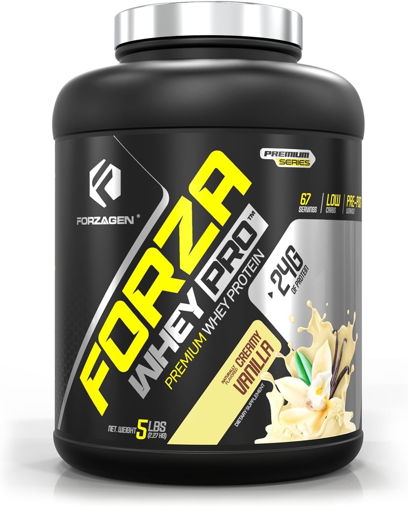 Forzagen Whey PRO Low Carb Protein Tozu | Servis başına proteinin 24g, Nodrew Sugar, Gluten Free, Premium Whey for Shakes & Mixes for Men & Women, BCAA | Vanilla, 5 lbs.