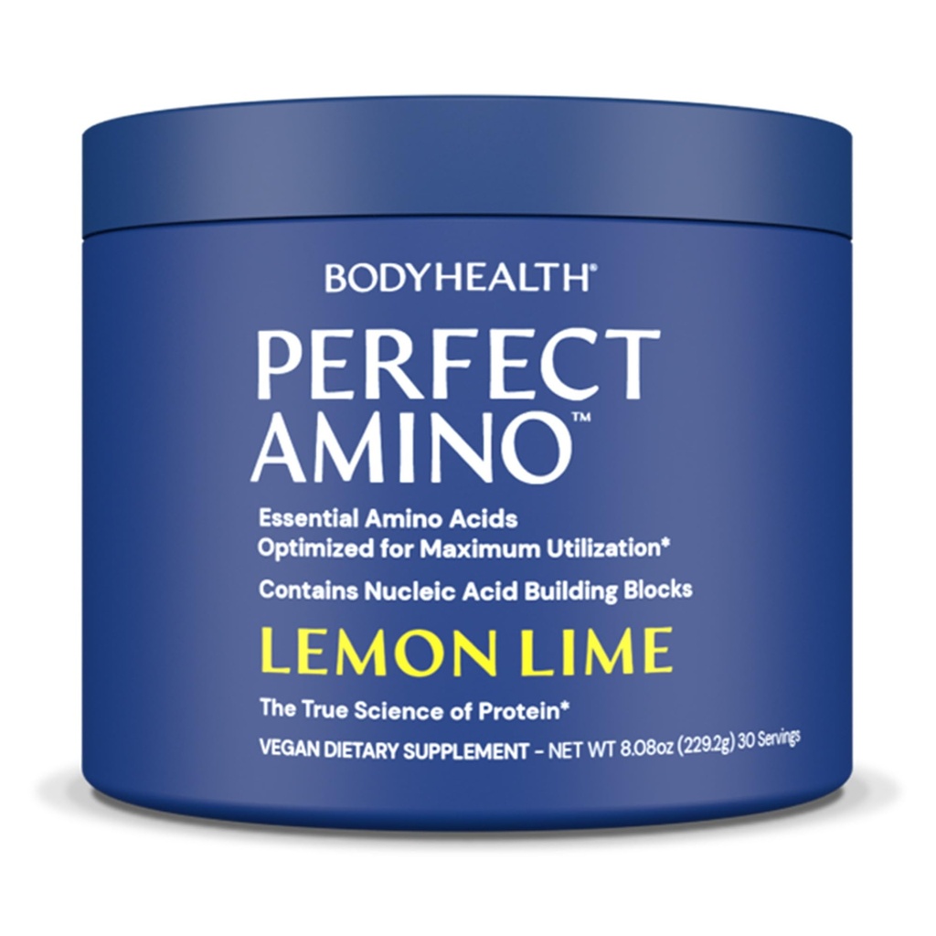BodyHealth PerfectAmino Toz - BCAA ve EAA Toz Pre and Post Workout - Aminoas Energy Drink for Men and Women to Support Lean Muscle and Recovery - Lemon Lime - 30 Hizmet
