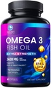 Ωμέγα 3 Fish Oil 2400 mg συμπλήρωμα, επαρκώς πηγασμένη, τριπλή δύναμη Omega-3 συμπλήρωμα Softgels, Brain Health Support, EPA & DHA Fish Oil λιπαρά οξέα συμπληρώματα, γλουτένη & GMO δωρεάν, 60 Softgels