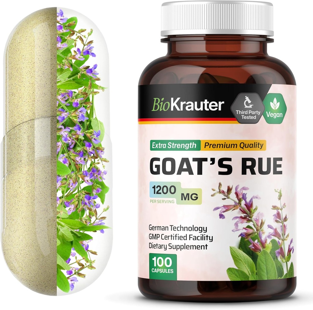 BIO KRAUTER Goats Rue Lactation Support Capsules 1200 mg - 100 Count - Goats Rue Capsules - Doğal Emziring Supplements