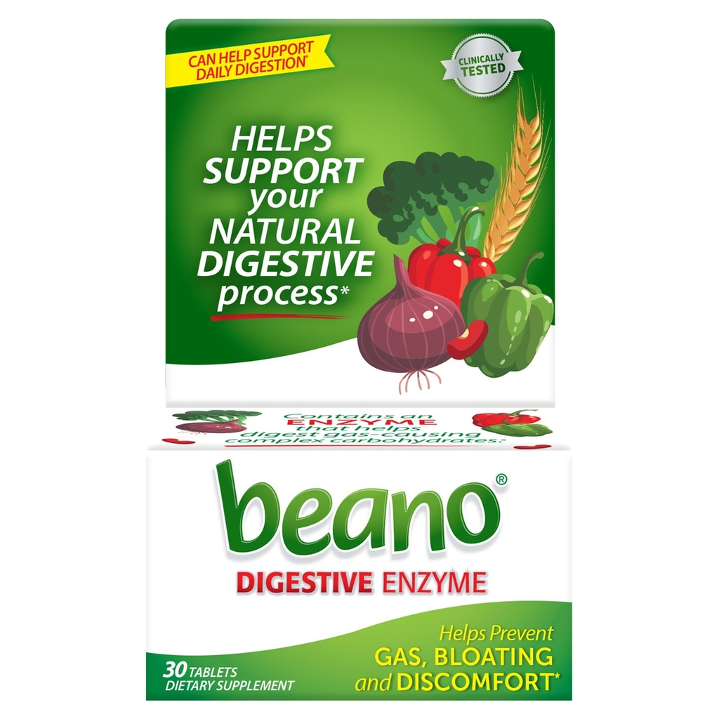 Beano Food Enzyme Diyetary Supplement, 30 Tabletler (Polonya)
