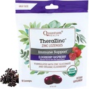 Κβαντική Υγεία TheraZinc Organic Zinc Lozenges Elderberry & Honey - Ανοσοποιητική Υποστήριξη για Ενήλικες & Παιδιά 12+ Φυσικά αρωματισμένο σμέουρο γρήγορη ανακούφιση με καμία επίγευση - 18 κόμης
