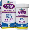 Vital Planet - Intense Care Brain & Mood Probiyotiks, Organic Prebiyotiks, Postbiyotikler, Parabiyotikler, 4-in-1 Health Supplement for Yetişkinler, 65 Milyar CFU, 67 Strains, Digestive and Immune 30 ct