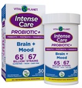 Vital Planet - Intense Care Brain & Mood Probiyotiks, Organic Prebiyotiks, Postbiyotikler, Parabiyotikler, 4-in-1 Health Supplement for Yetişkinler, 65 Milyar CFU, 67 Strains, Digestive and Immune 30 ct