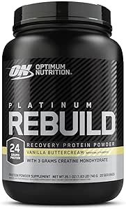 Optimum Beslenme Platinum Rebuild, Premium Platinum, Protein Tozu Tinaine, Vanilla Buttercream, 20 Hizmetler