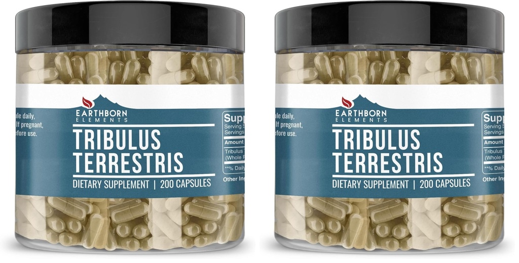 Earthborn Elements Tribulus Terrestris 200 Capsules, Pure & Undiluted, No Additives (Pack of 2)