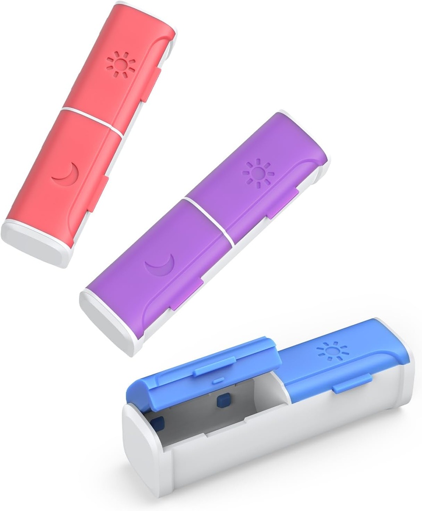Διοργανωτής χαπιών 2 φορές την ημέρα, (3 Pack) Μικρό κουτί χαπιών, Am Pm Daily Pill Organizer, Θήκη χαπιών Moisture Proof Travel για το πορτοφόλι τσέπης, φορητό κουτί ιατρικής για να κρατήσει βιταμίνη, ιχθυέλαιο, συμπλήρωμα