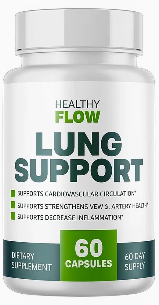 Healthy Flow Lung Support, Supports Lung Health & Respiratory Function - Improves Breathing, Oxygen Flow - 60 Capsules Genuine (1 Pack)