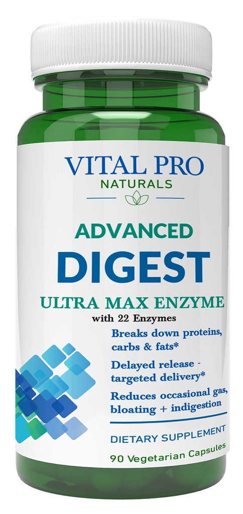Vital Pro Naturals – Advanced Digest Natural Digestive Enzyme Supports Proteinlerin çöküşü, Fats ve Carbohidratlar ve Occasional Gas, Bloating ve Indigestion 90 Capsules
