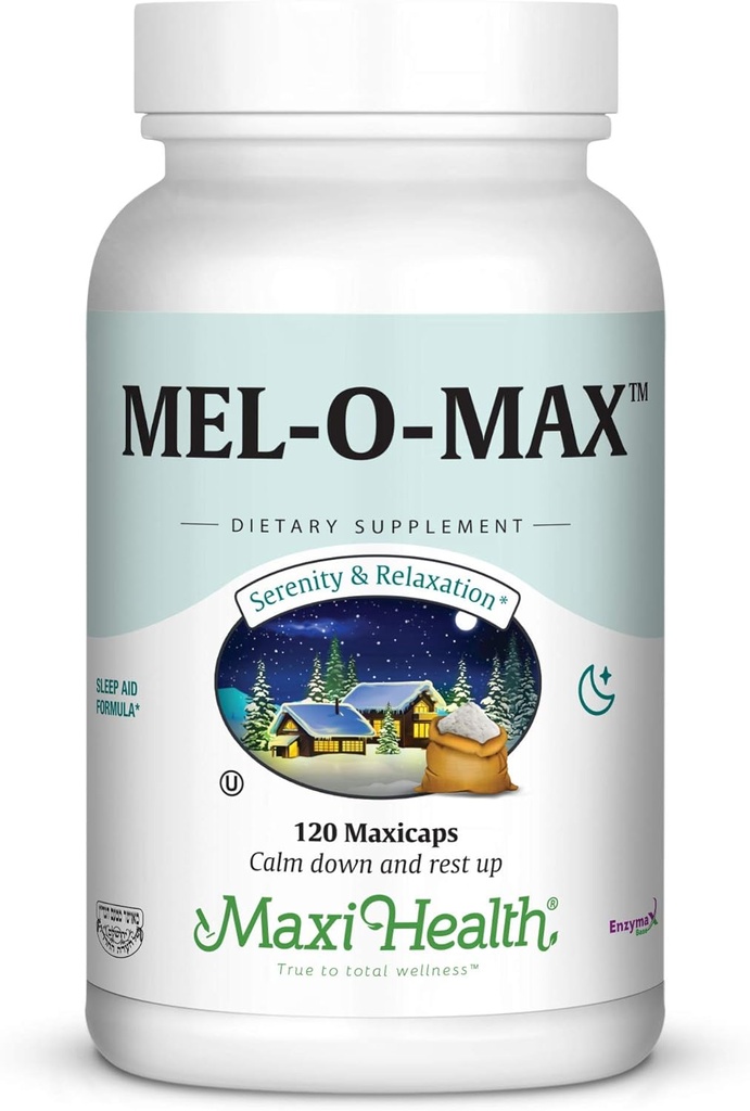 Maxi Health Mel-O-Max - Melatonin - Valerian Root - Sleep Aid - 120 Capsules - Kosher