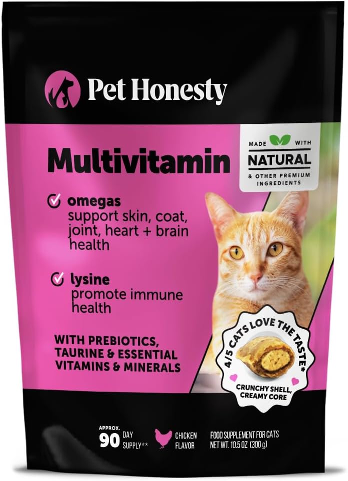 Cat Multivitamin Chews - Sağlık için Kediler + Immune, Ortak Destek, Skin & Coat ve Digestion - Omega 3s, Lysine & Probiyotiks for Cats, Vitamins for Cats - Chicken (90-Day Supply)