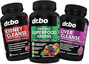 Organik Superfood Greens & Fruit Supplements - Liver Kidney Cleanse Detox Support Supplement - Green Veggie Toz Yemekleri ve Kidneys'e Yardım, Bladder Control & Urinary Tract Health