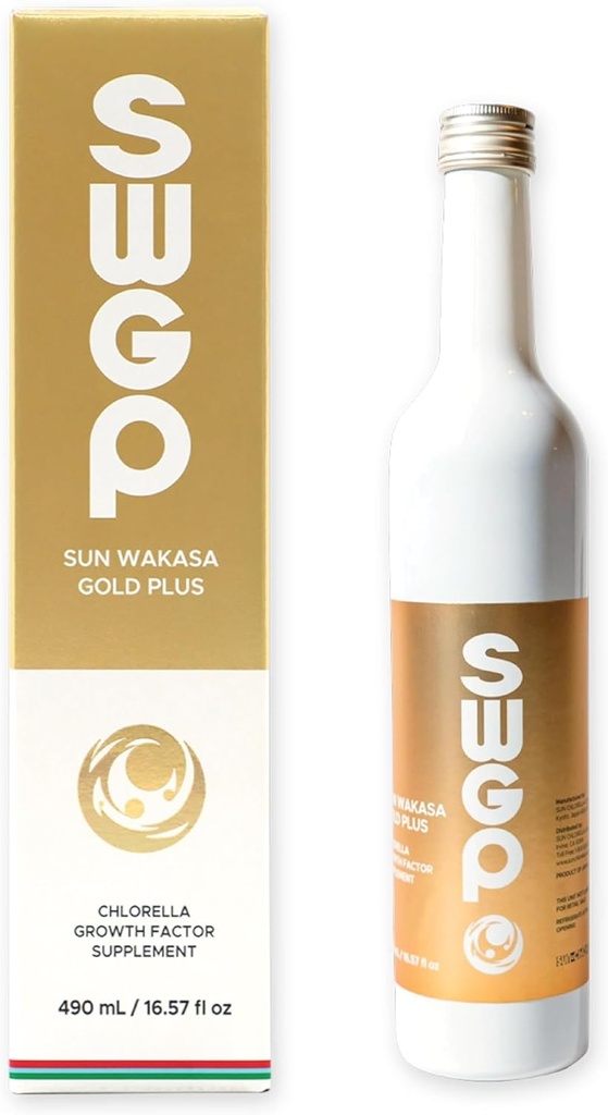 Sun Chlorella Sun Wakasa Gold Plus Superfood Supplements Ποτό Ισχυρό όλο το σώμα Ανοσοποιητική Άμυνα, Ενίσχυση Ενέργειας & Υγεία των Ούλων - εκχύλισμα πράσινου μικροφύκη - Χωρίς γλουτένη, Vegan - 17oz